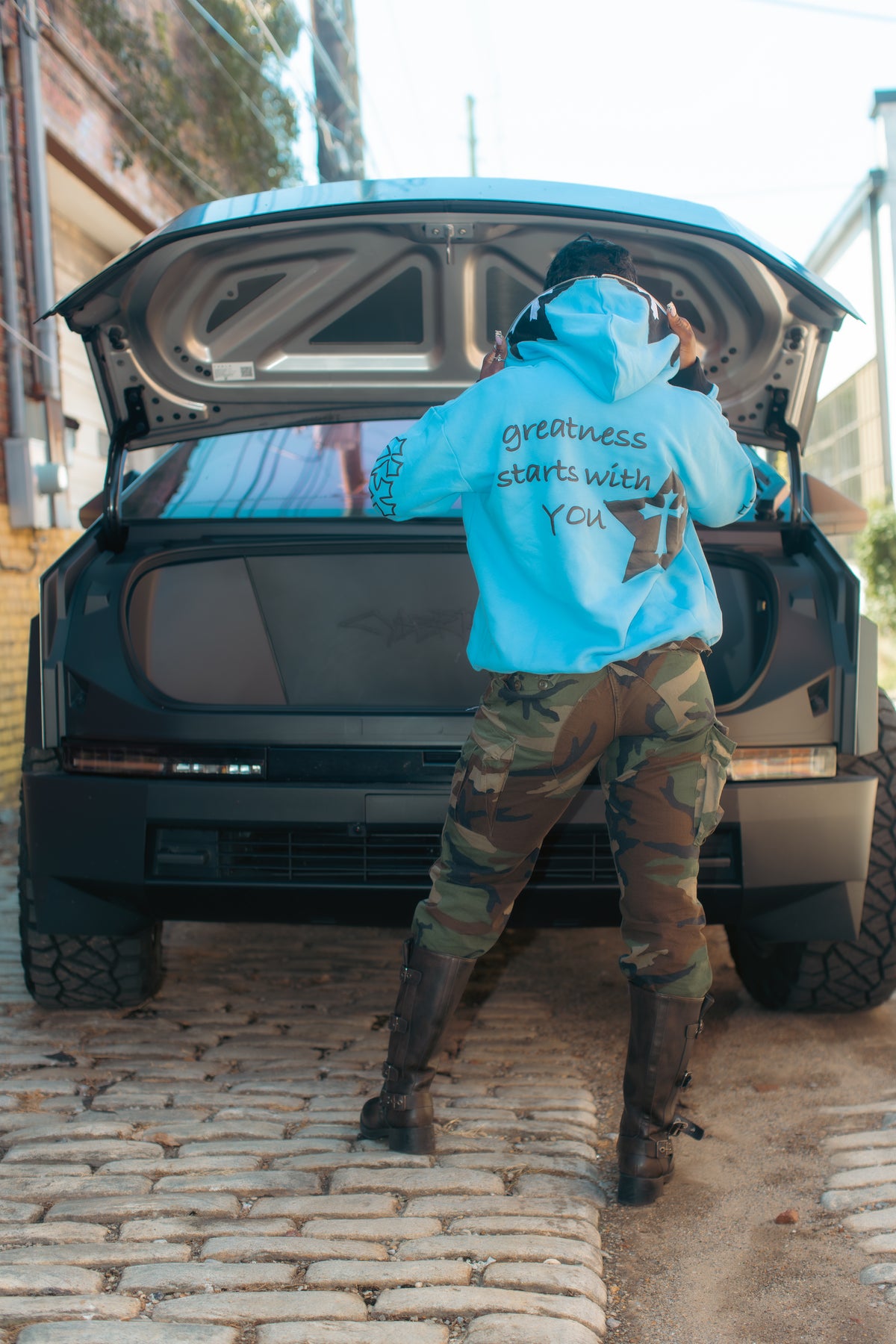 V1.1 "THE BLUEPRINT" FULL ZIP FACE HOODIE(oversized fit)