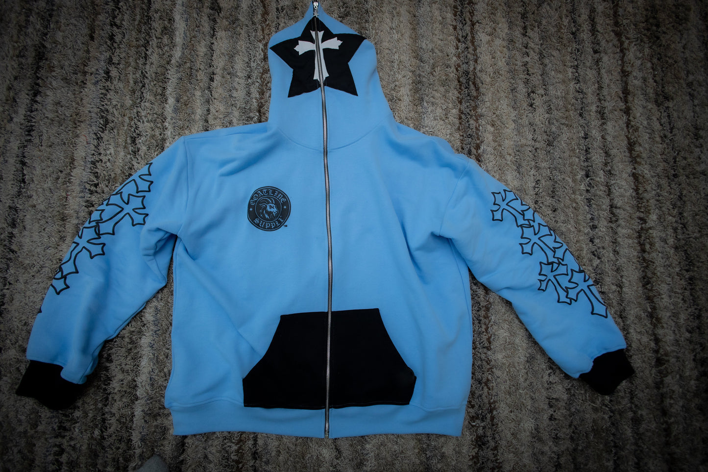 V1 OVERSIZED WASHED FULL ZIP FACE HOODIE